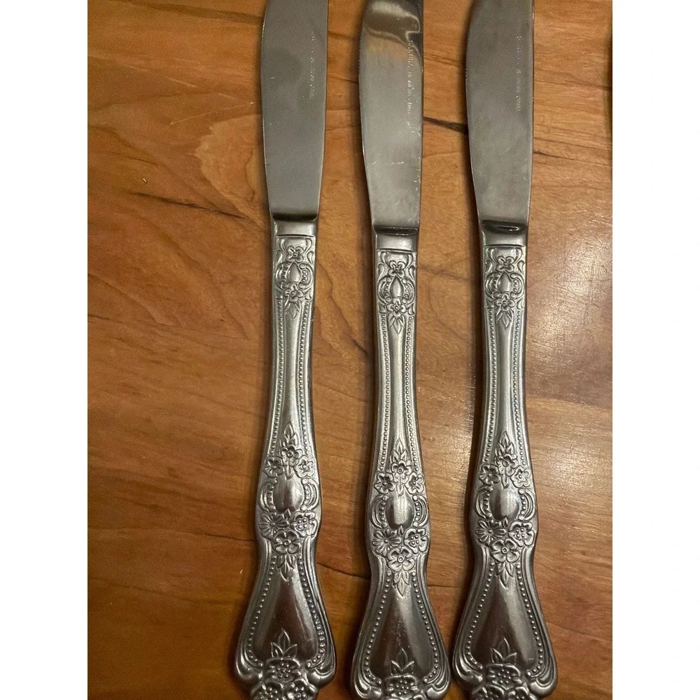 Set of‎ 8 Sakura St. Moritz Stainless Steel Dinner Knives Floral Pattern